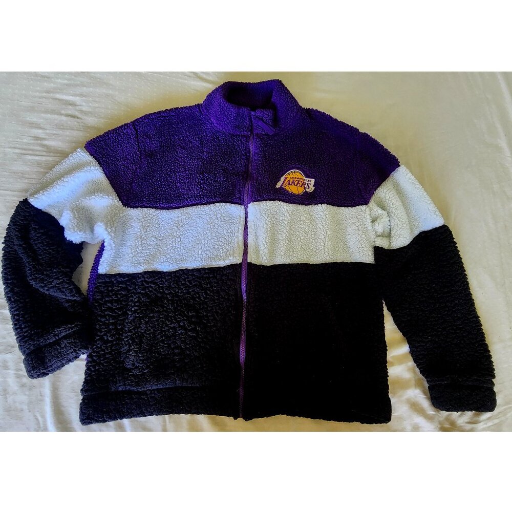 Los Angeles Lakers Basketball Fleece Gray Full-Zip Jacket NBA Women’s Size 2XL